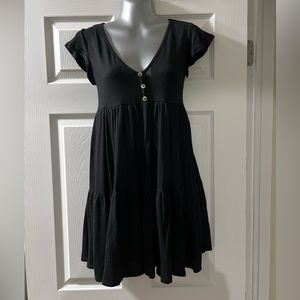 Deep v neck black flowy mini dress
